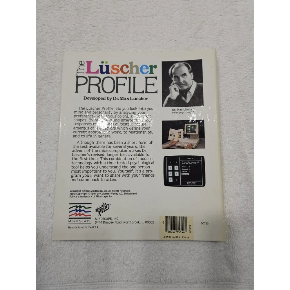 Rare Vintage The Luscher Profile by Mindscape for Commodore 64 and 128 1985